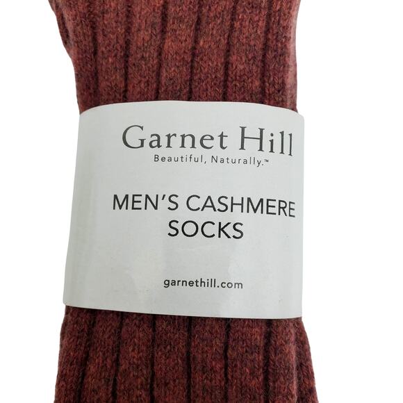 Mens Ribbed 81% Cashmere Mid Calf Socks 10-13 Warm Cozy Garnet Hill Luxury Rust - Picture 5 of 6